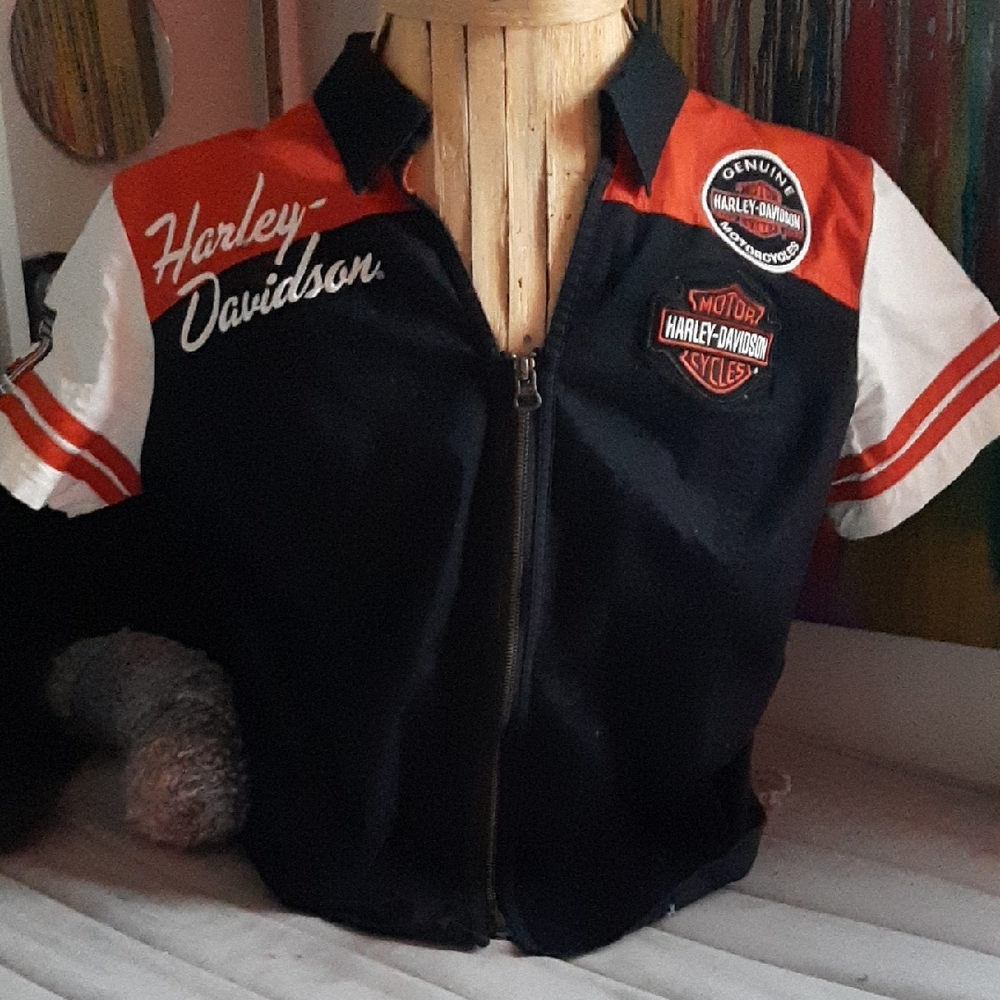 Harley-Davidson Black and Red Zip-Up Jacket